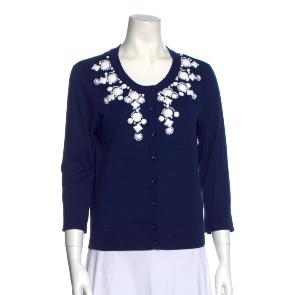 Kate Spade New York Navy Blue Embellished Women's Sweater - Picture 2 of 5